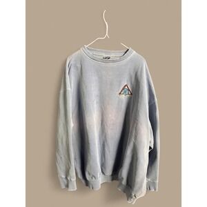 Vintage 90s Faded Blue Grunge Oversized Crewneck Sweatshirt XXL